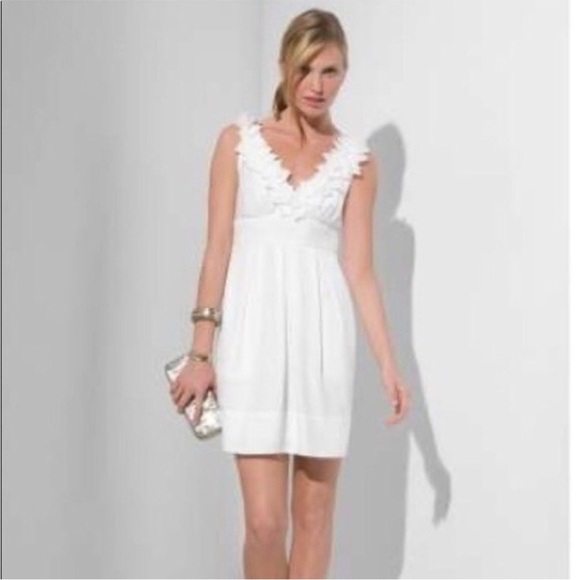 BCBGMaxAzria White V-Neck Sleeveless Mini Dress size 10 NWT $198 - Picture 1 of 5